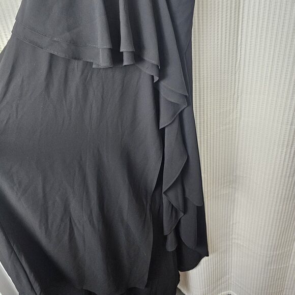 BEBE Black Tiered Dress Size 00 Halter Neck Chiffon Lined Cocktails Dinner Party - Picture 9 of 14